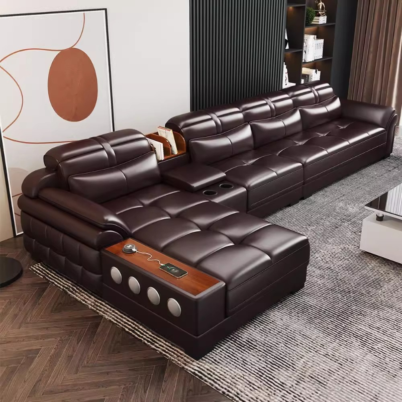 Home Cinema For Small Room - Genuine Leather Small Apartment Sofas Luxury