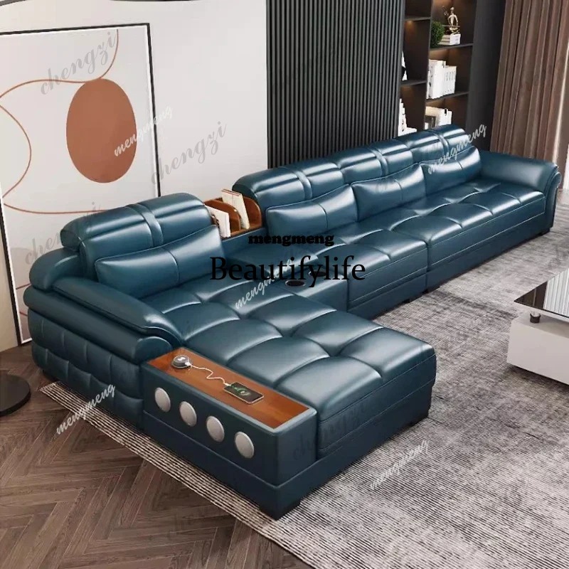 Home Cinema For Small Room - D5556 Genuine Leather Small Apartment Sofas