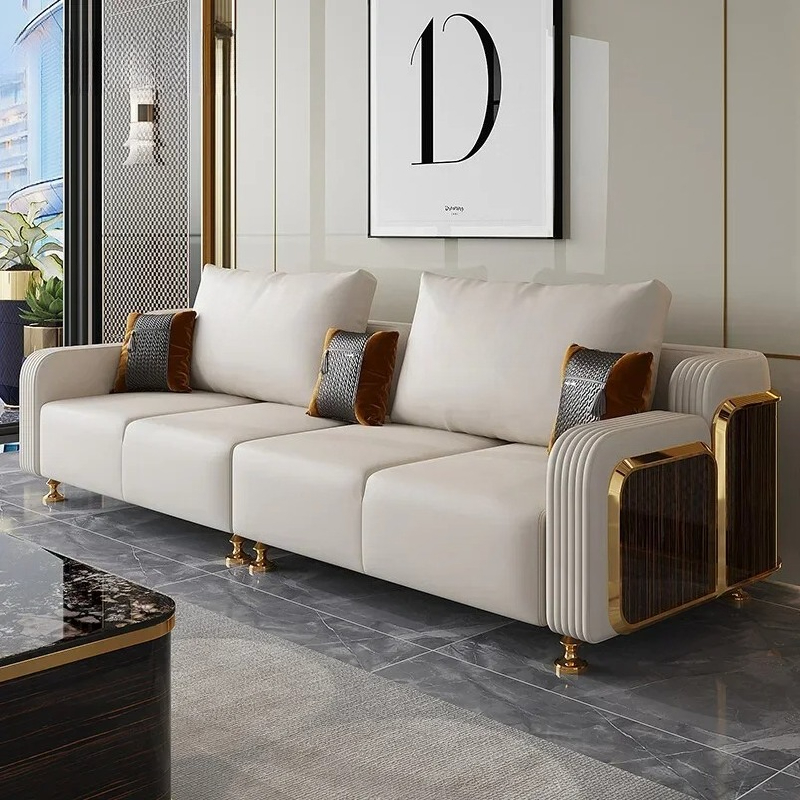 Home Cinema Sofa - Modern Luxury Leather with Wooden Sofa