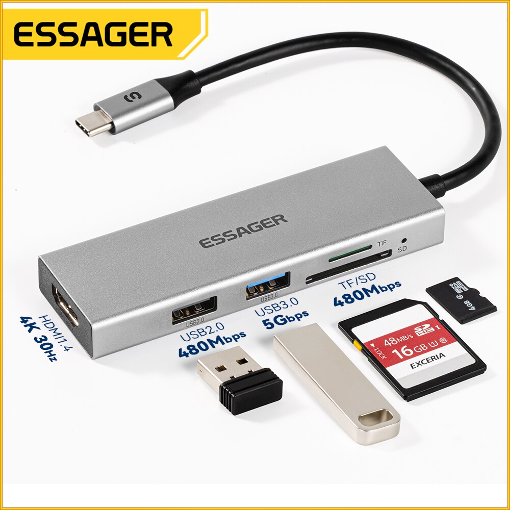 Essager 5 in 1 USB C HUB HDMI- - Home Cinema Usb recension och pris