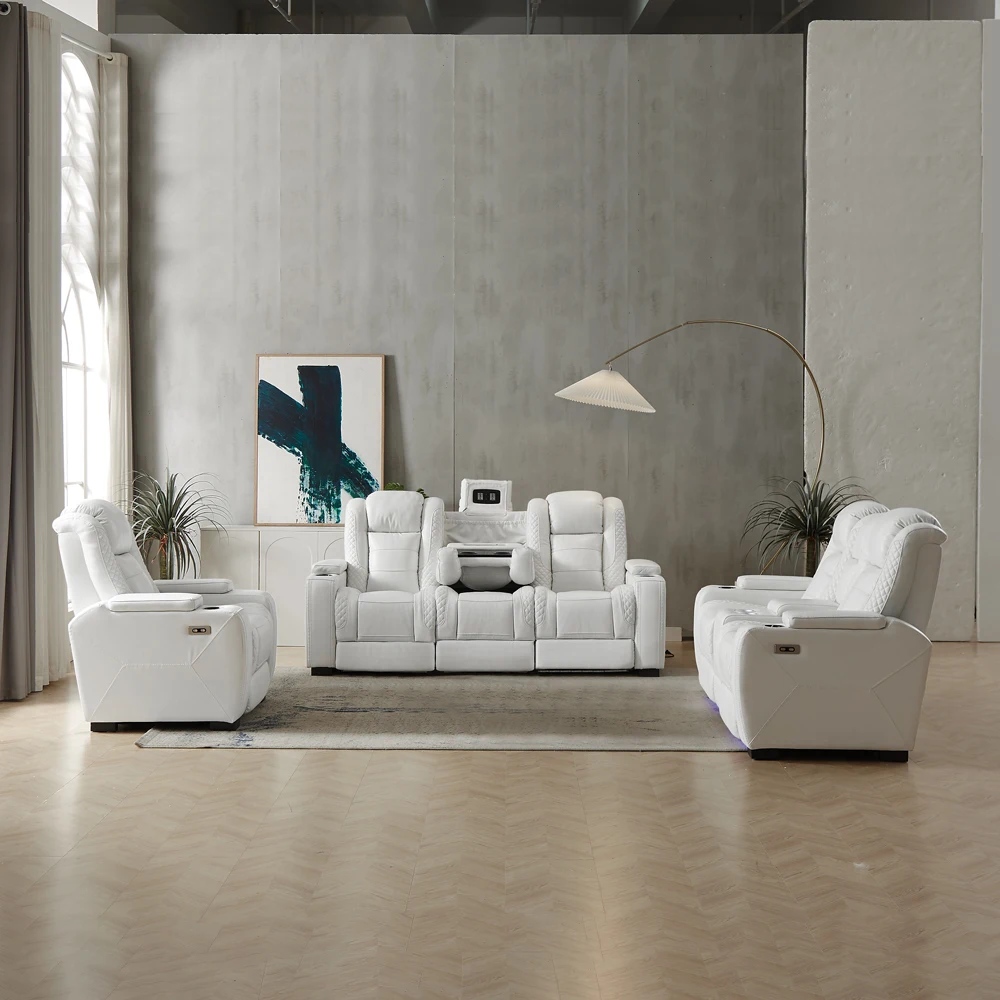Luxury Power Recliner White Le - Home Cinema Sofa recension och pris