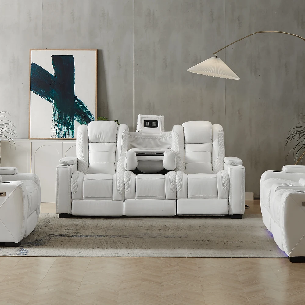 Luxury Power Recliner White Le - Home Cinema Sofa recension och pris