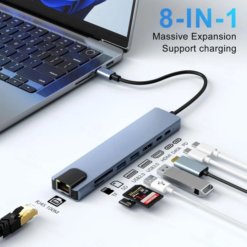 USB C Hub 8/7 in 1 4K HDMI Ada - Home Cinema Usb recension och pris
